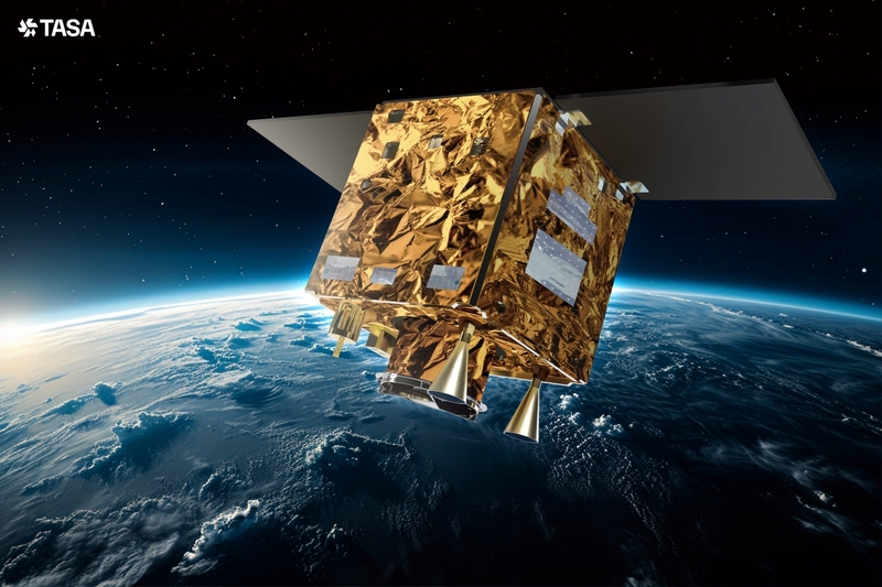 福衛八號由6(高解析度)加2(超高解析度)顆光學遙測衛星組成星系,自今年起逐年發射,預計2031年布建完成。/ 福衛八號模擬圖,國家太空中心提供